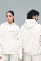 Unisex Beige Pullover Hoodie – 320 GSM Fleece, Embroidered Chest, Oversized Streetwear Fit | HANGLOOM