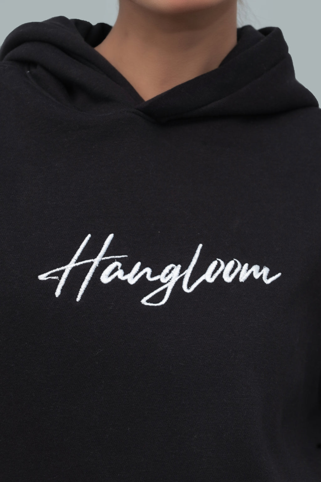 Unisex Oversized black Hoodie – 320 GSM Heavyweight Fleece, Embroidered Chest | HANGLOOM