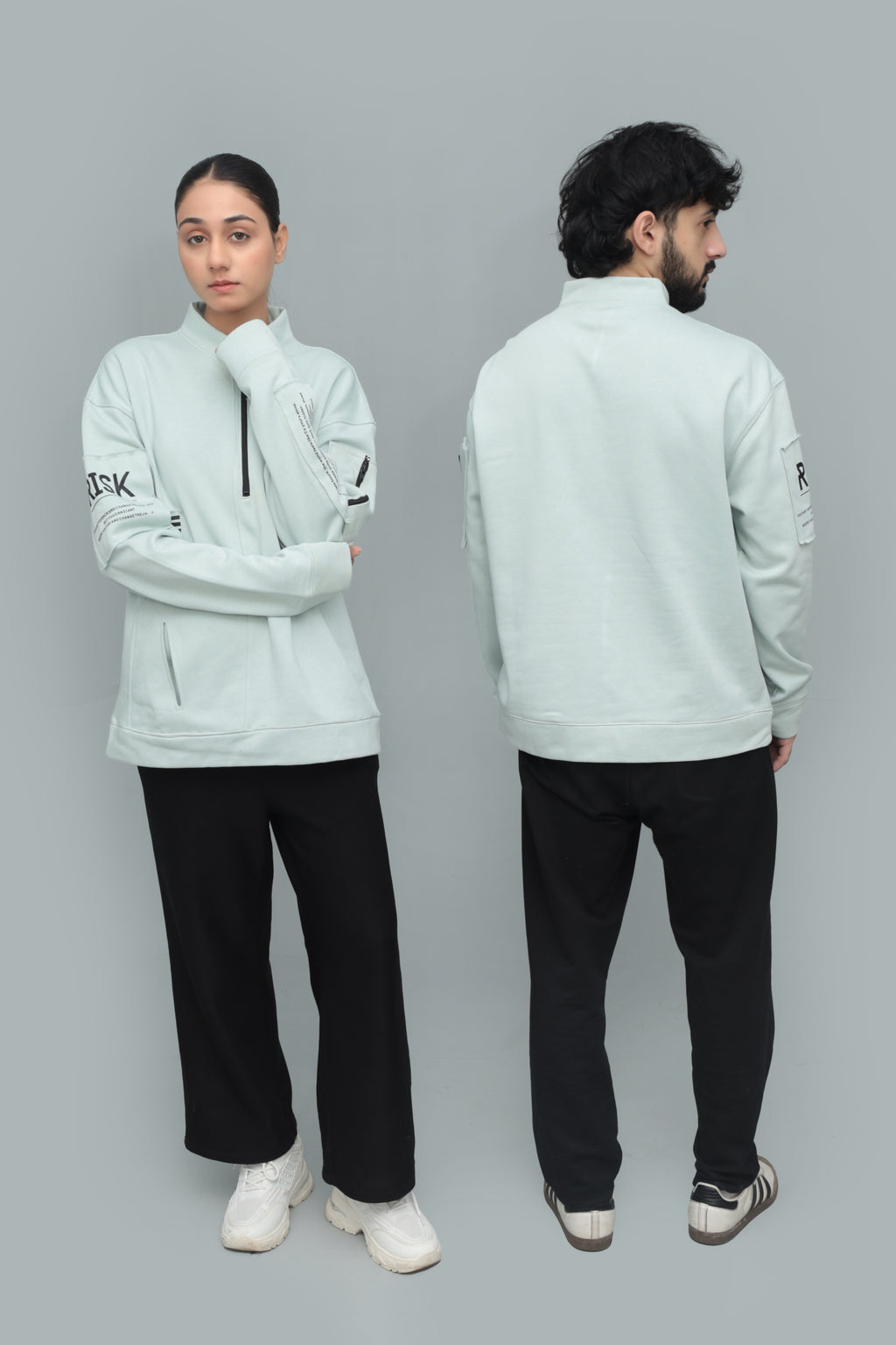 Unisex Ice Gray Quarter‑Zip Oversized Sweatshirt – 320 GSM Heavy Fleece | HANGLOOM